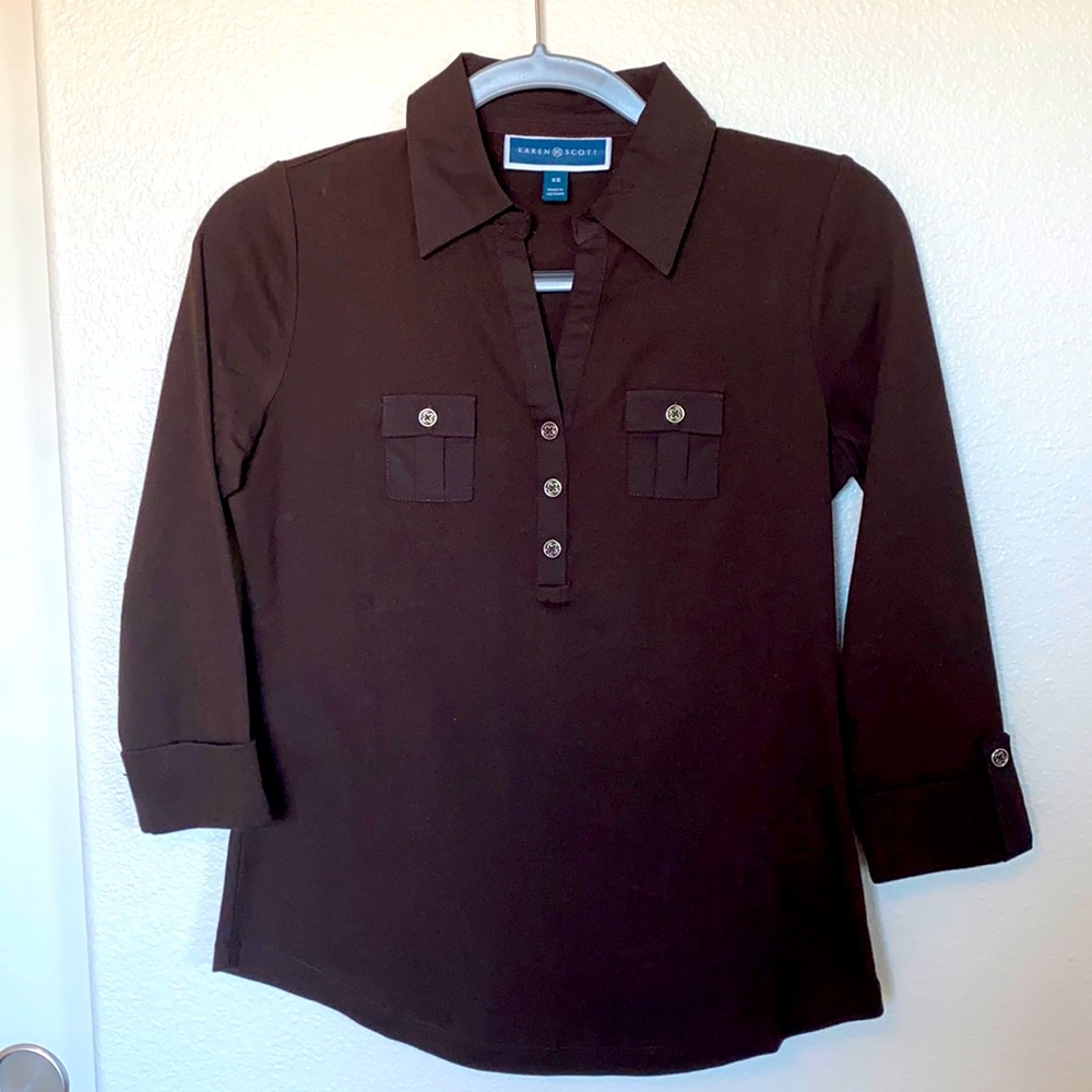 Karen Scott Collared Blouse